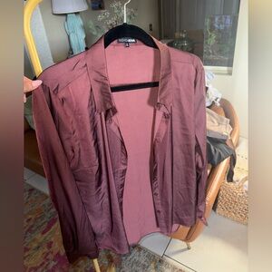 Chocolate Satin Button Up Blouse